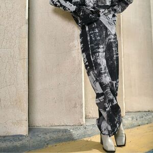 AT Attitude Alembika DIGI Slim High Waist Marble Trouser Pants New